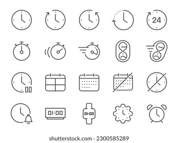 Time icon set. It included the clock, watch, calendar, and more icons.