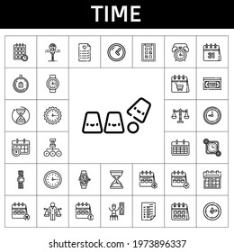 time icon set. line icon style. time related icons such as calendar, vhs, smartwatch, alarm clock, limited time, wall clock, parking meter, clock, timer, schedule, wedding planning