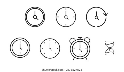 Time Icon Set Line Vector Design. Clock Icons - Acme Series