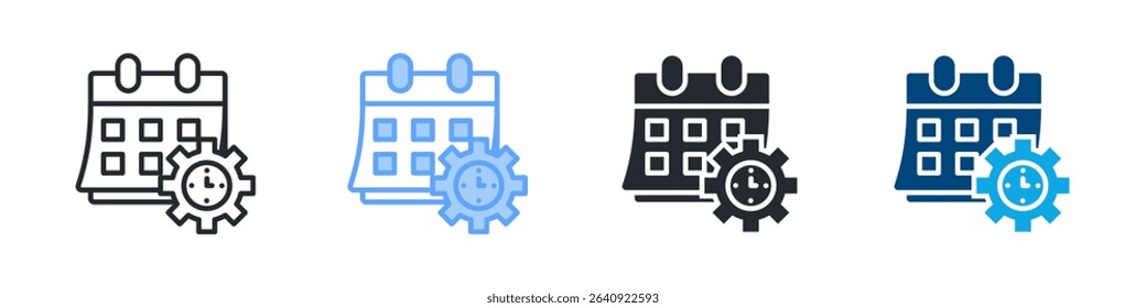Time Icon Set Multiple Style. Design In Outline, Blue, Glyph, Dualtone
