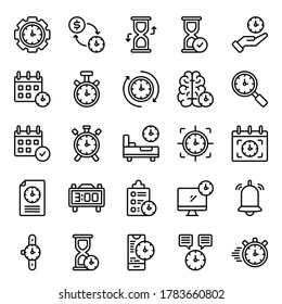 Time icon set with outline style