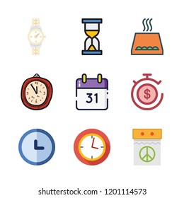 time icon set. vector set about clock, hourglass, oven and timer icons set.