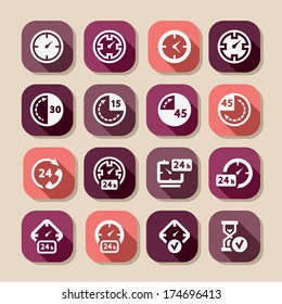 Time Icon Set for web and mobile. All elements are grouped.