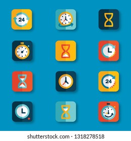 Time Icon Set Website Vintage Style Vector