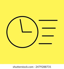 time icon simple, line vector isolated on yellow background. trendy and modern design