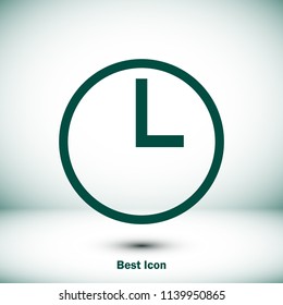 time icon, stock vector illustration flat design style