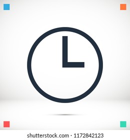 time icon, stock vector illustration flat design style