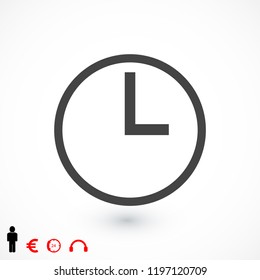 time icon, stock vector illustration flat design style