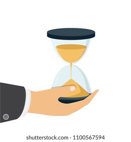 Time icon symbol. Modern vector icon. Hand is holding hourglasses