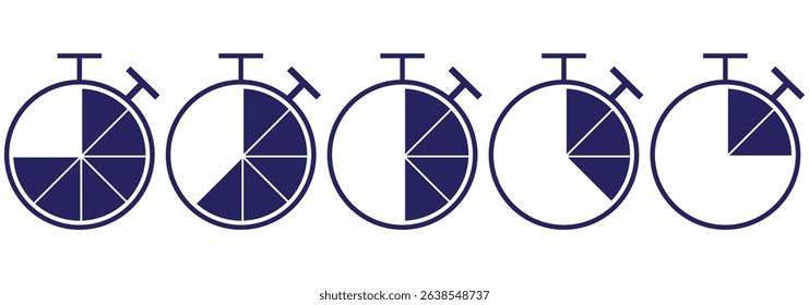 Time icon Symbol set collection. Alarm clock symbol. Watch countdown vector illustration. Stopwatch sign. 