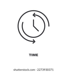 time icon. Thin line time icon from Human Resources collection. Outline vector isolated on white background. Editable time symbol can be used web and mobile