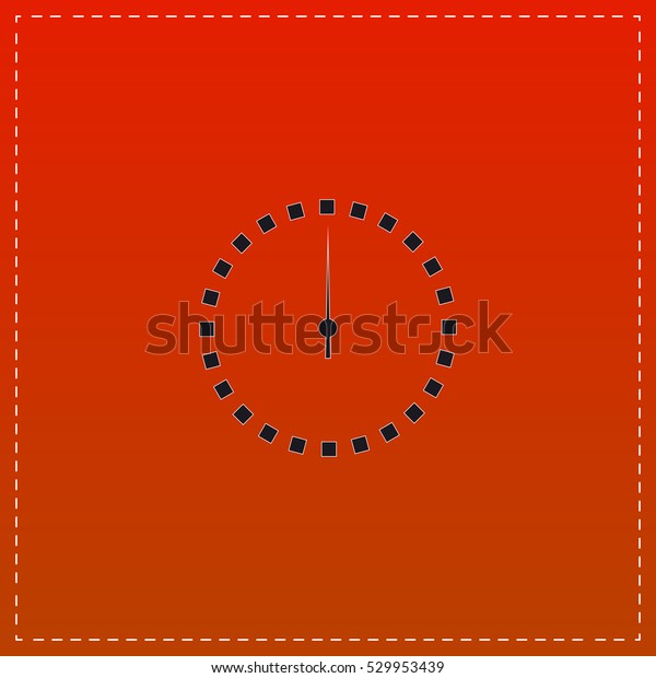 Time\
Icon Vector. Black flat button on red\
background