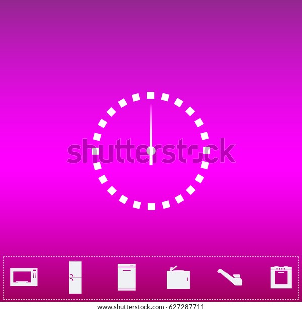 Time Icon\
Vector. Flat simple white pictogram on purple background.\
Illustration symbol and bonus kitchen icons\
set