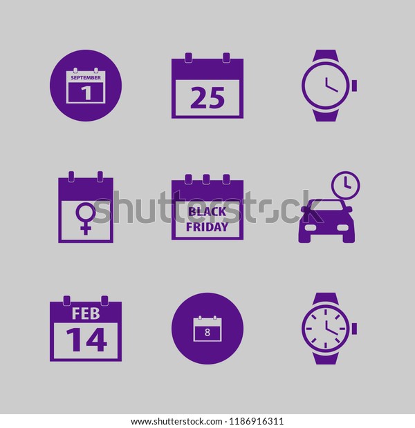 time icon. time
vector icons set calendar, first september calendar, march calendar
and black friday calendar