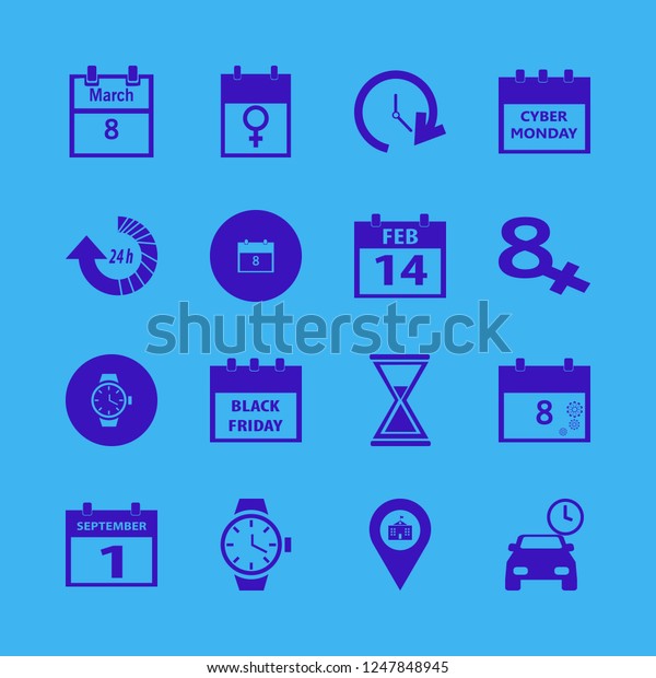 time icon.\
time vector icons set first september calendar, hourglass, black\
friday calendar and university\
location