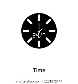 Time icon vector isolated on white background, logo concept of Time sign on transparent background, filled black symbol