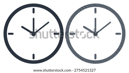 Time icon, watch face, hour hands, minutes, past present future.