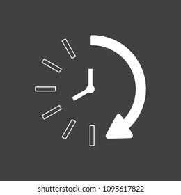 Time icon. Time and watch, timer symbol. UI. Web. Logo. Sign Flat design App Stock. Passage of time icon.