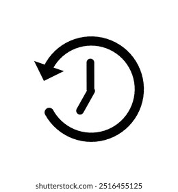 Ícone de tempo,Vetor do ícone de relógio. Ícone de vetor de arte de linha do histórico da conta para aplicativos e sites.