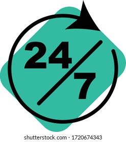 Zeitsymbole von 24 Stunden mit kreisförmigen Loop-Pfeilen, Lieferservice, Zeitdienstsymbole für Website