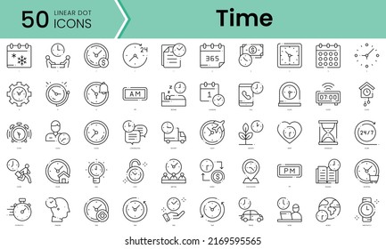 time Icons bundle. Linear dot style Icons. Vector illustration