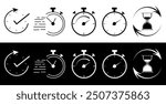 Time icons collection.Clock Stopwatches and Hourglass Time recorder signs. Vector illustration.