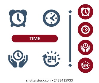 Zeitsymbole. Deadline, Zeitplan, Uhr, Termin, Wanduhr, Hände, rund um die Uhr, 24 Stunden Symbol. Professionell, 32x32 Pixel perfekte Vektor-Symbol.