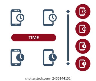 Time icons. Deadline, schedule, clock, appointment, smartphone, mobile phone icon. Professional, 32x32 pixel perfect vector icon.