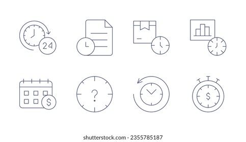 Time icons. Editable stroke. Containing hours, file, lead time, time, calendar, lose, return to the past, time is money.