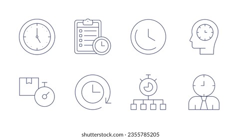 Time icons. Editable stroke. Containing clock, schedule, time lapse, time management, delivery.