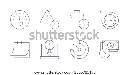 Time icons. Editable stroke. Containing hours, expired, job, time, calendar, limited time, remain, time is money.