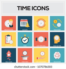 Time Icons Flat Icon Set