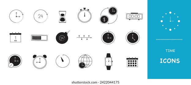 Time Icons - Hand drawn clock icons