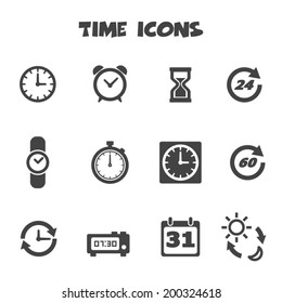 time icons, mono vector symbols