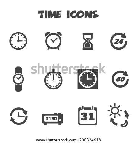 time icons, mono vector symbols