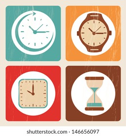 time icons over beige background vector illustration 