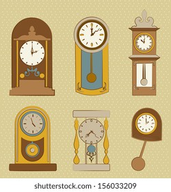 time icons over dotted background vector illustration