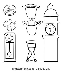time icons over white background vector illustration
