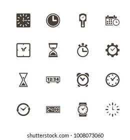 Time icons. Perfect black pictogram on white background. Flat simple vector icon.