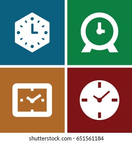 Time icons set. set of 4 time filled icons such as clock