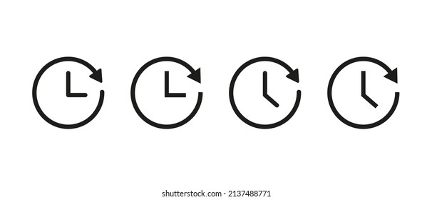 Iconos de tiempo establecidos en la flecha de círculo. Símbolo del vector de historial
