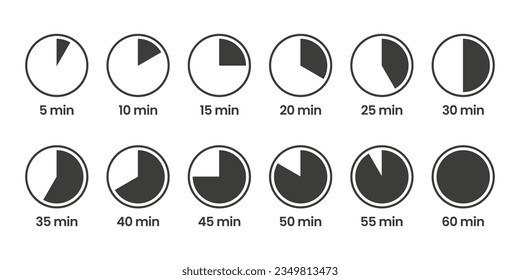 Time icons set. Meal preparation time icons. Boiling time. Cook and Frying time icons. Vector illustration