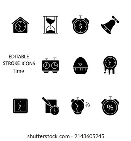 Zeitsymbole setzen. Zeitpack-Symbol-Vektorelemente für Infografik-Web