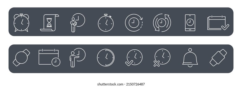 iconos de tiempo configurados. símbolo de paquete de tiempo elementos vectoriales para web infográfica