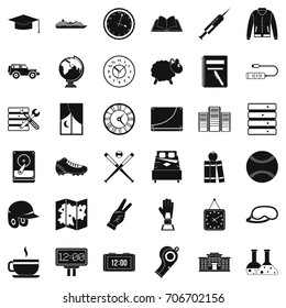 Time icons set. Simple style of 36 time vector icons for web isolated on white background