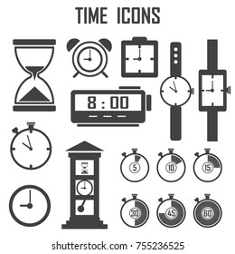 time icons set vector. sand ,clock, watch