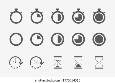 Time Icons set - Vector silhouettes of time, stopwatch, watch, timer for the site or interface