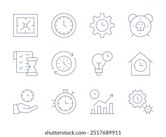 Time icons. Thin Line style, editable stroke. process, stopwatch, time, time management, time to market, timer.