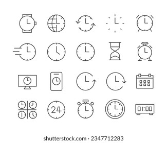 Zeitsymbole - Vektorlinie. Bearbeitbarer Stroke.