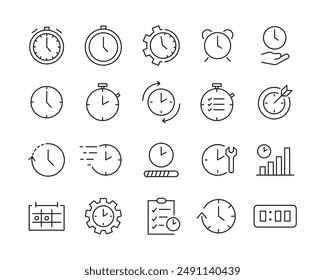 Time Icons - Vector Line. Editable Stroke.